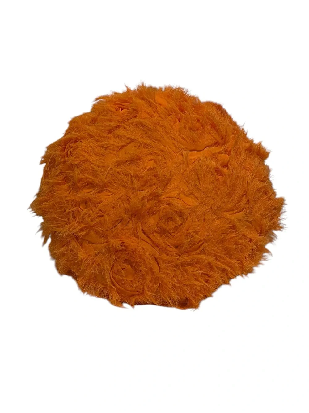 Orange Faux Fur Round Decorative Pillow - Home Accents- 13” diameter